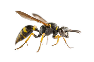 Close-up of a Yellow and Black Wasp on White Background