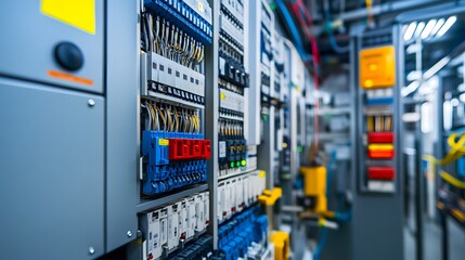 row of yellow trucks in a warehouse