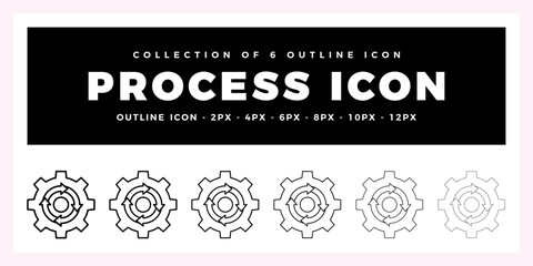 Pack of 6 Outline Vector process icon
