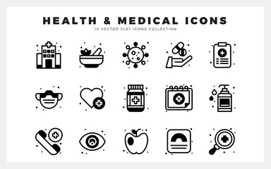 15 Health and Medical Lineal Fill icon pack. vector illustration.