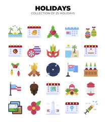 Collection of 25 Holidays. A vibrant celebration of global festivities and cultural events