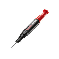 Fototapeta premium Close-up of a Red and Black Medical Syringe