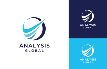Digital technology global financial growth analysis logo design 