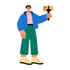 An illustration of influencer vlogging designed in flat style