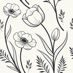 a seamless floral pattern made with minimalistic 2.eps