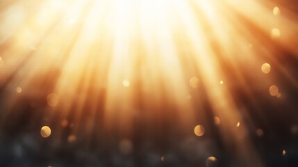 Fototapeta premium Warm, radiant light with bokeh and sunbeams from above, gold & white tones