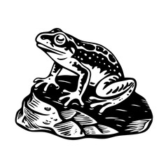 A sketchy style icon showing a frog