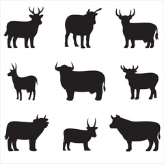 Vector Cow Animals  on Black and White