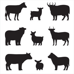 Vector Cow Animals  on Black and White
