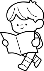 Cartoon Boys and Girls Elements Go to school Character Illustration
