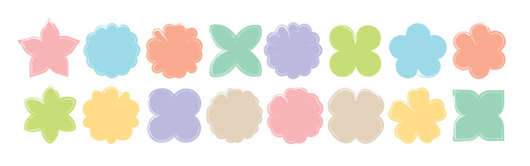 Abstract label and badge shape set, Hand drawn shapes and forms, sticker badge label banner frame stamp design element. decorative vector illustration