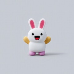 Obraz premium 3D bunny character clapping, cheerful mood, pastel colors