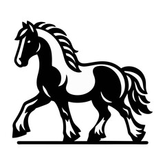 Engraved Vector Horse Art with Dynamic Movement of a Rearing Black Stallion in Traditional Woodcut Style for Tattoo Branding or Western Themed Poster Design