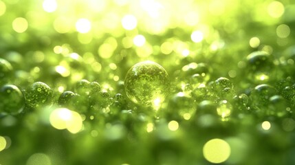 Obraz premium Abstract Luxury Liquid Swirling Green Background Design with Radiant Green Light Particles