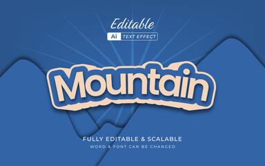 nature text effect, mountain blue natural poster