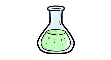 Cartoon Conical Flask with Green Liquid