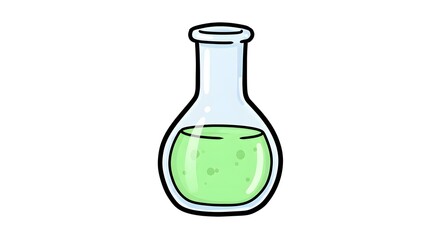 Cartoon Flask with Green Liquid