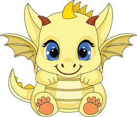 Cute Dragon Sitting Cartoon Vector