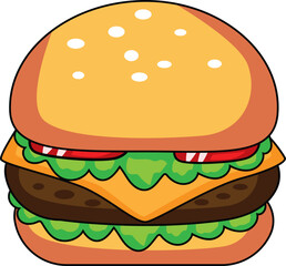 Fast Food Burger Vector Hamburger Icon