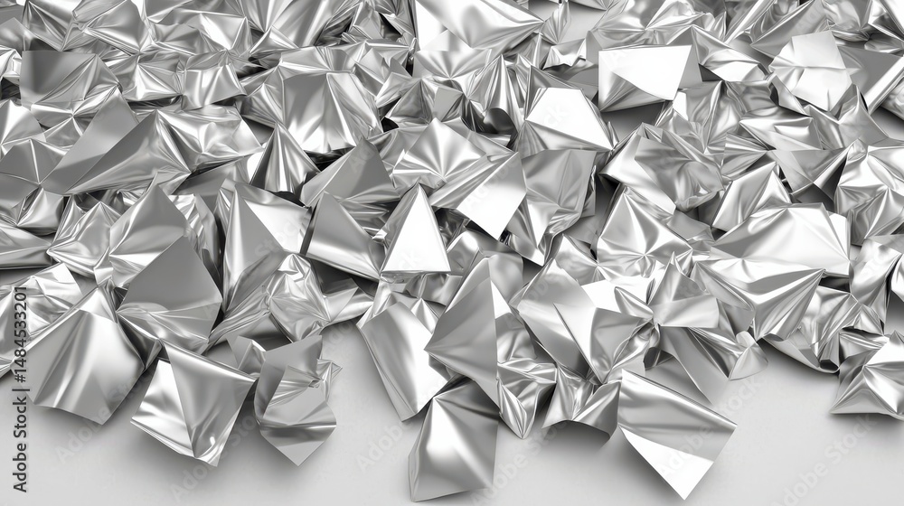 Aufkleber crumpled metallic texture with shiny surfaces and geometric shapes for creative background use