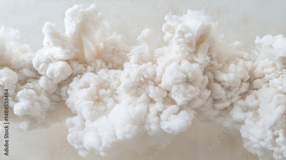 Poster soft white clouds with ethereal texture against a light background for artistic or design use