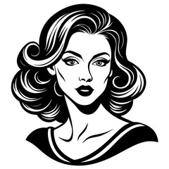 A vector illustration of a beautiful woman's face with elegant hair and stylish lips, perfect for fashion and cosmetic designs