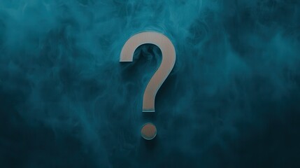 Mysterious Question Mark Symbol on Blue Smoky Background with Abstract Artistic Design Elements
