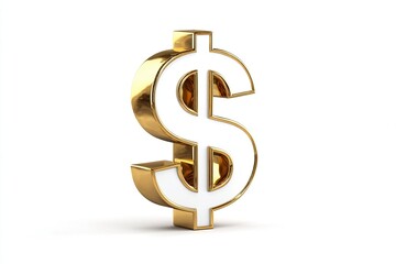 Fototapeta premium Golden dollar sign symbol currency money finance wealth investment savings economy business isolated on white