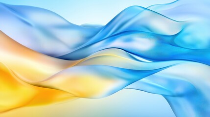 Obraz premium Abstract flowing waves in vibrant blue and yellow shades creating a serene and dynamic background effect