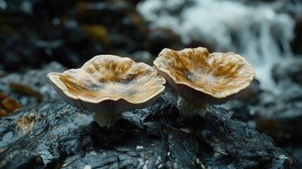 Three fresh shiitake mushrooms are displayed against a white background.