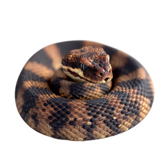 Obraz premium Coiled Timber Rattlesnake a mesmerizing danger resting patiently in on transparent background