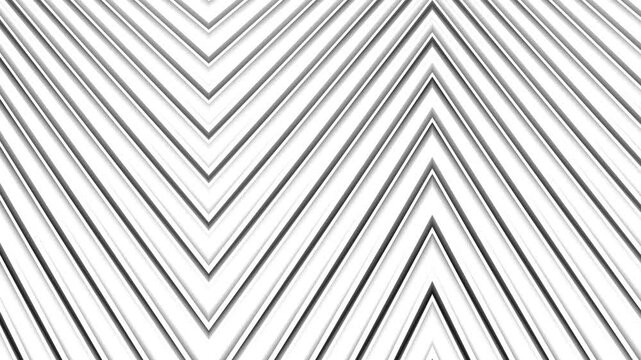 Abstract zigzag shape pattern 3d silver white lines motion loop background.
