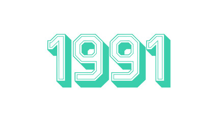 1991 Retro Teal Number Design
