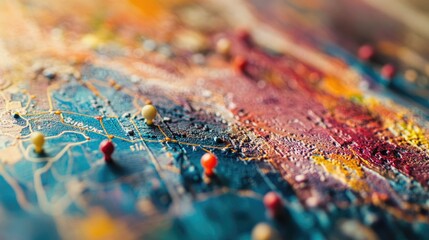 Close-up of a map focusing on Washington, D.C., with a wooden pushpin marking the location.