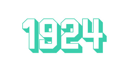 Fototapeta premium Teal 1924 Year Number Graphic Design