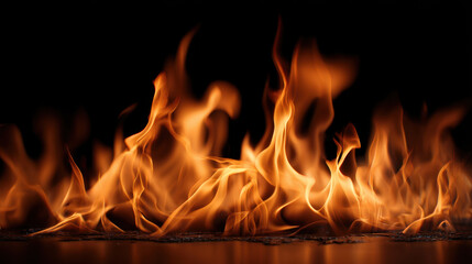 A black background with a large flame on it