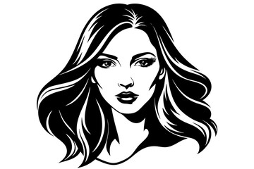Stylish woman with long hair, a beauty illustration of a face with glamour and fashion