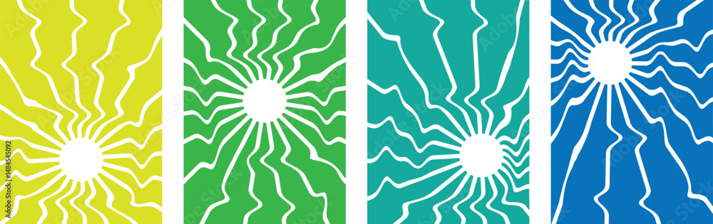 Poster retro 70s style poster collection. abstract horizontal background with colorful waves. colorful groo