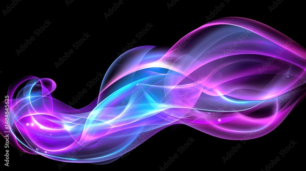 Poster abstract colorful light waves with flowing patterns and vibrant hues against a black background