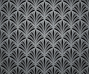 Flower geometric pattern. Seamless vector background. Gray and black ornament. Ornament for fabric, wallpaper, packaging. Decorative print