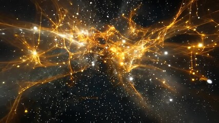 Stunning cosmic web of golden filaments and bright stars illuminating the dark universe - Powered by Adobe