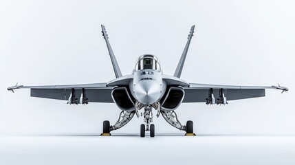 Fototapeta premium A jet with a matte gray finish and sharp lines, studio lighting, copy space on the right, bold commercial poster design