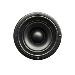 The deep resonating heart of sound a modern black speaker ready to amplify on transparent background