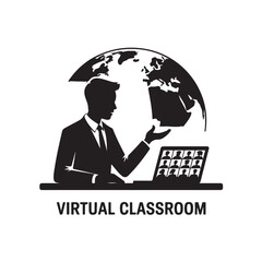 Online Education Illustration Of Global Connection With Virtual Meeting Concept.