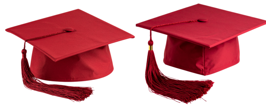  “Classic Red Graduation Cap with Deep Maroon Tassel, Transparent PNG” - Powered by Adobe