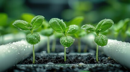 Freshly sprouted seedlings in a grow tray