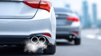 Air pollution problem caused by vehicle exhaust on roads. Global warming and the continuously increasing levels of pollution.