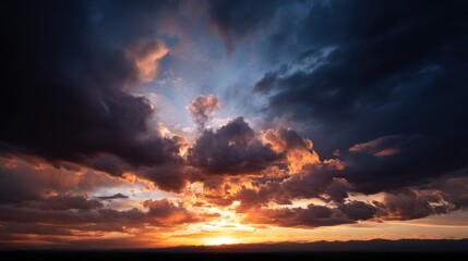 Fototapeta premium Dramatic sunset with vibrant clouds.
