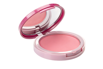 Soft Pink Blush Compact with Built-in Mirror on Transparent Background, AI Generated
