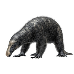 A Curious tamandua anteater foraging for insects with a focused gaze on transparent background